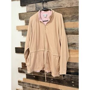 St John Sport women sweatshirt top full zip pockets beige/tan size XL